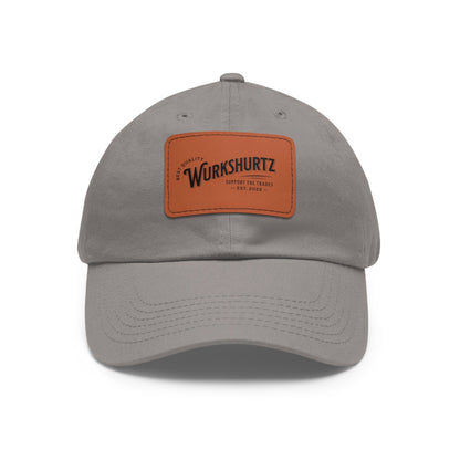 Printify Hats Grey / Light Brown patch / Rectangle / One size Dad Hat with Leather Patch (Rectangle)