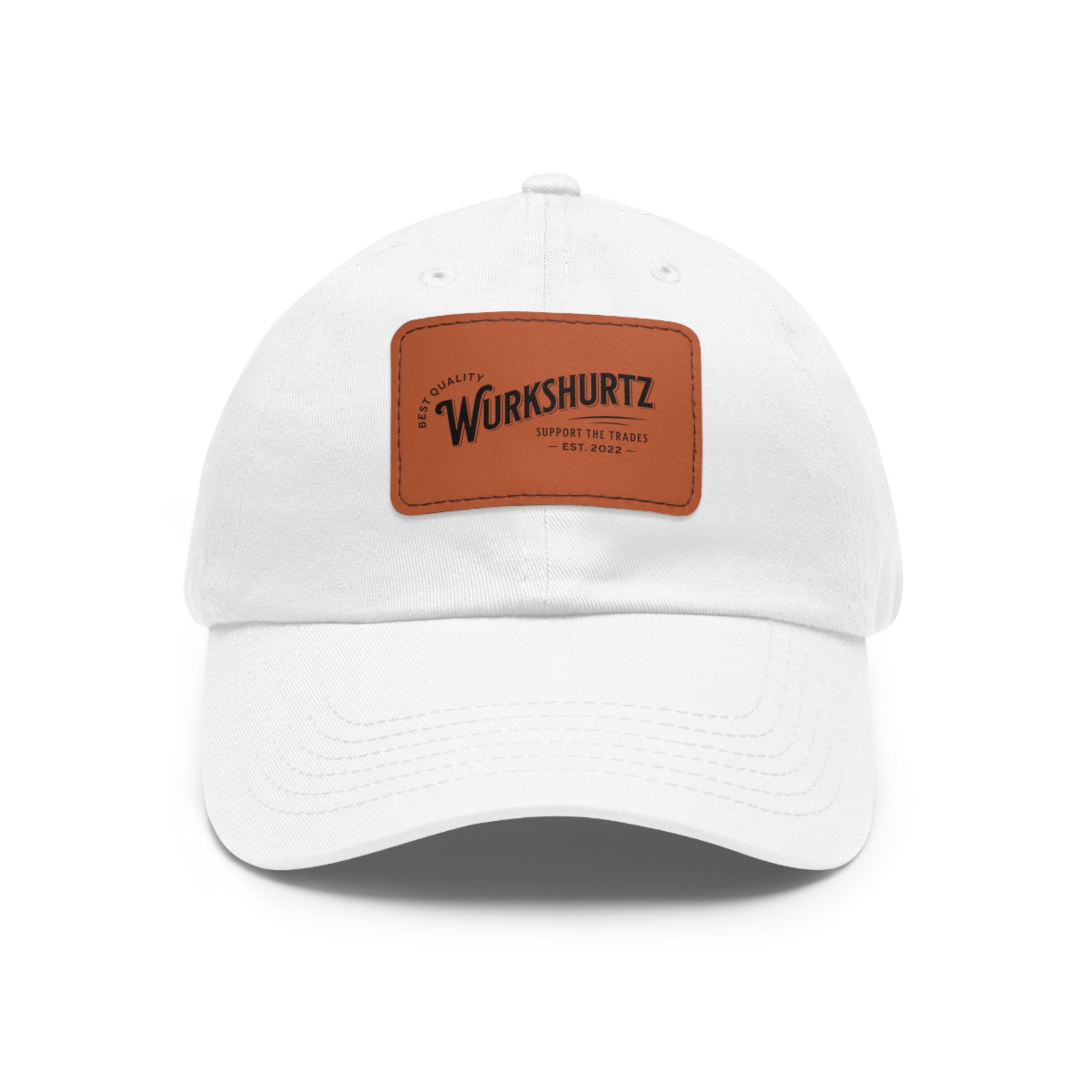 Printify Hats White / Light Brown patch / Rectangle / One size Dad Hat with Leather Patch (Rectangle)