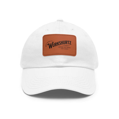 Printify Hats White / Light Brown patch / Rectangle / One size Dad Hat with Leather Patch (Rectangle)