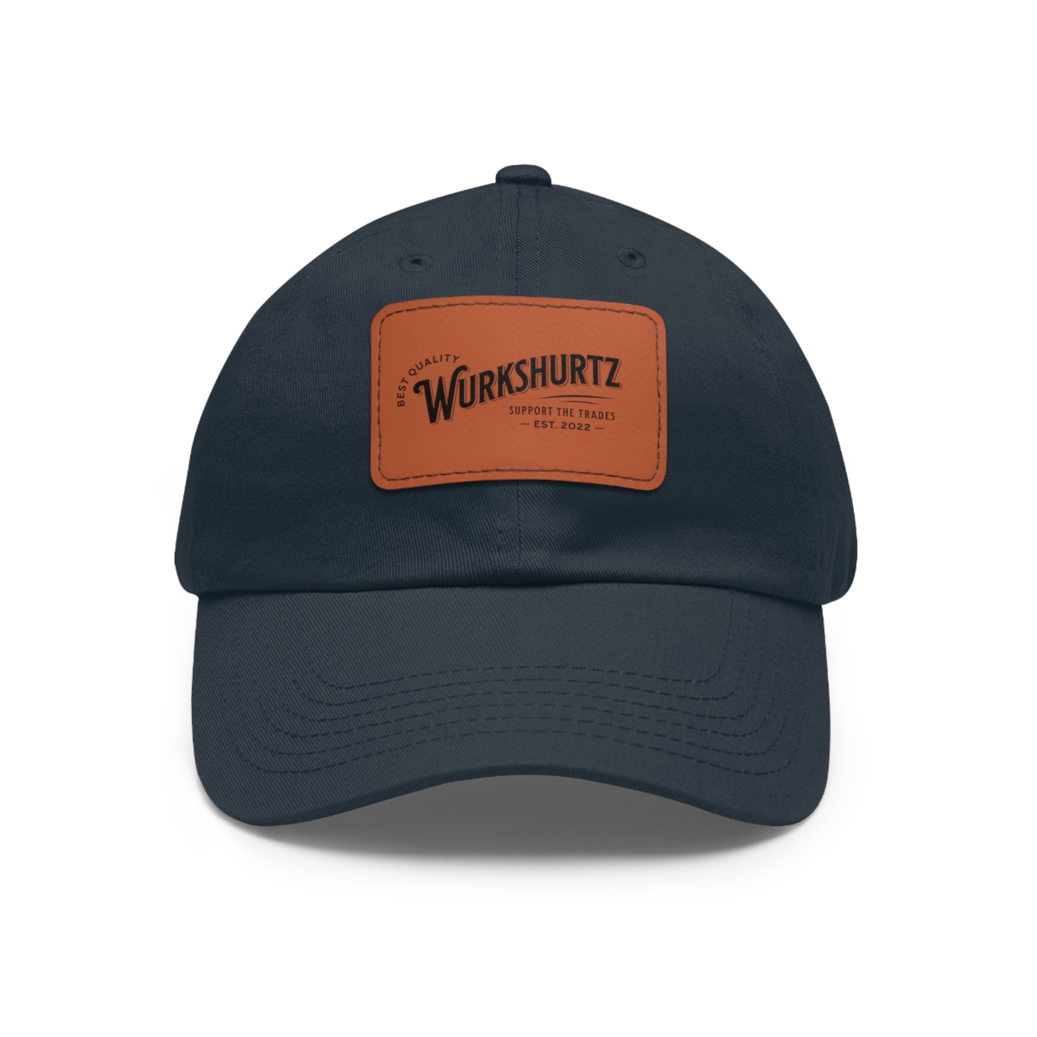 Printify Hats Navy / Light Brown patch / Rectangle / One size Dad Hat with Leather Patch (Rectangle)