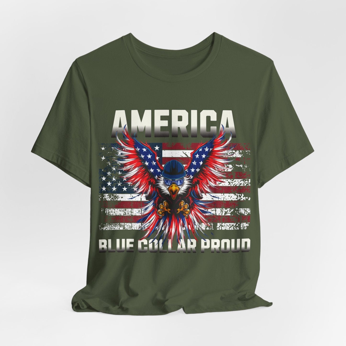 Printify T-Shirt Military Green / S America Blue Collar Proud