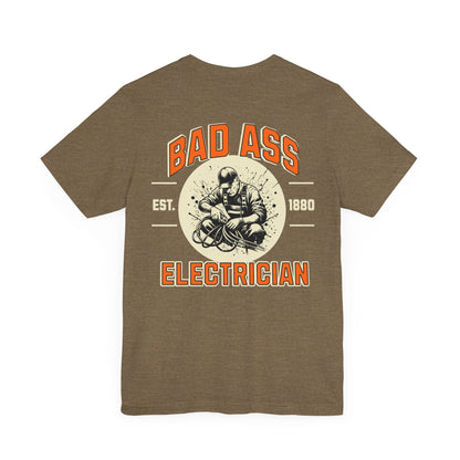 Printify T-Shirt Heather Olive / S Bad Ass Electrician 2024