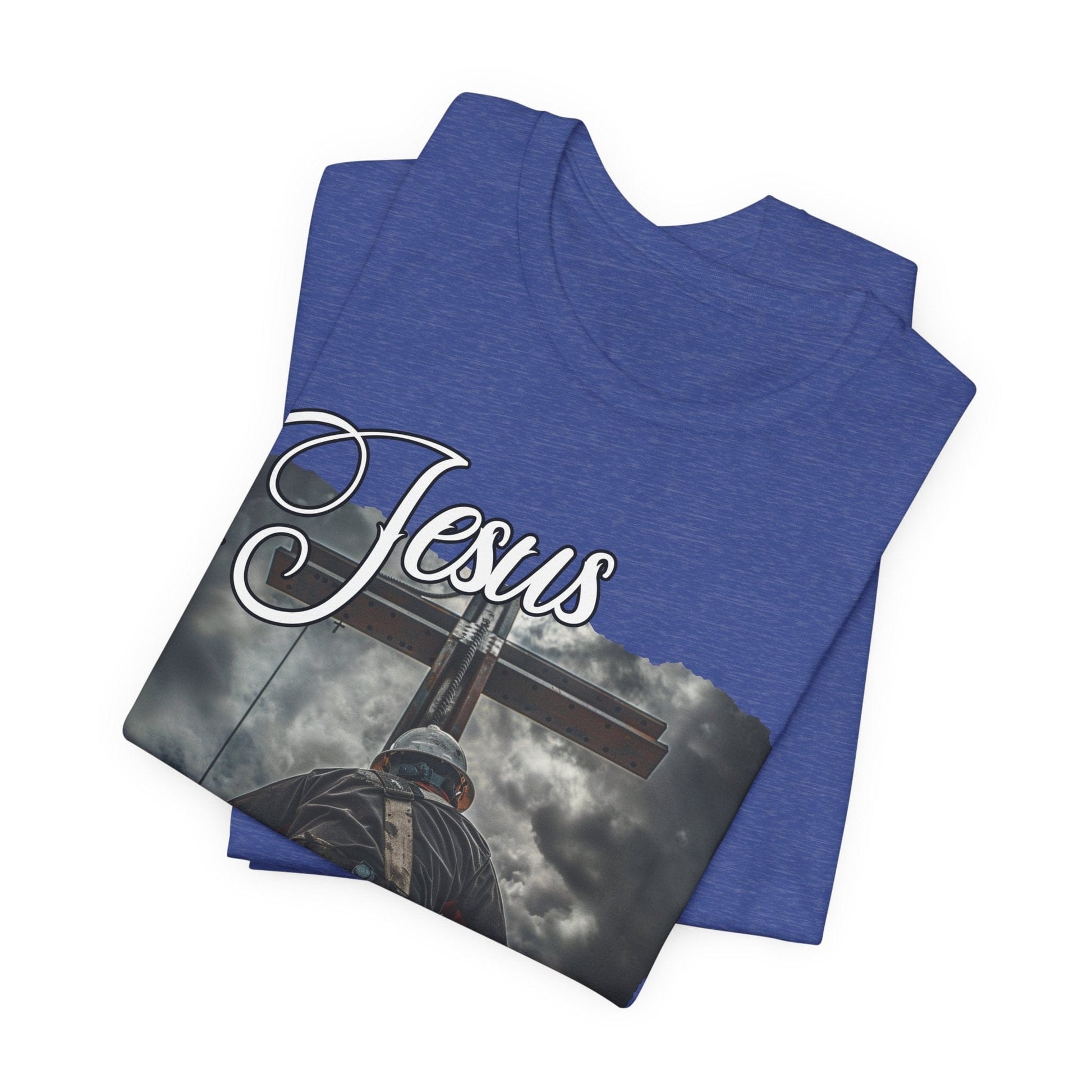 Printify T-Shirt From the Ground Up - God Guides Our Hands Ironworker Tee