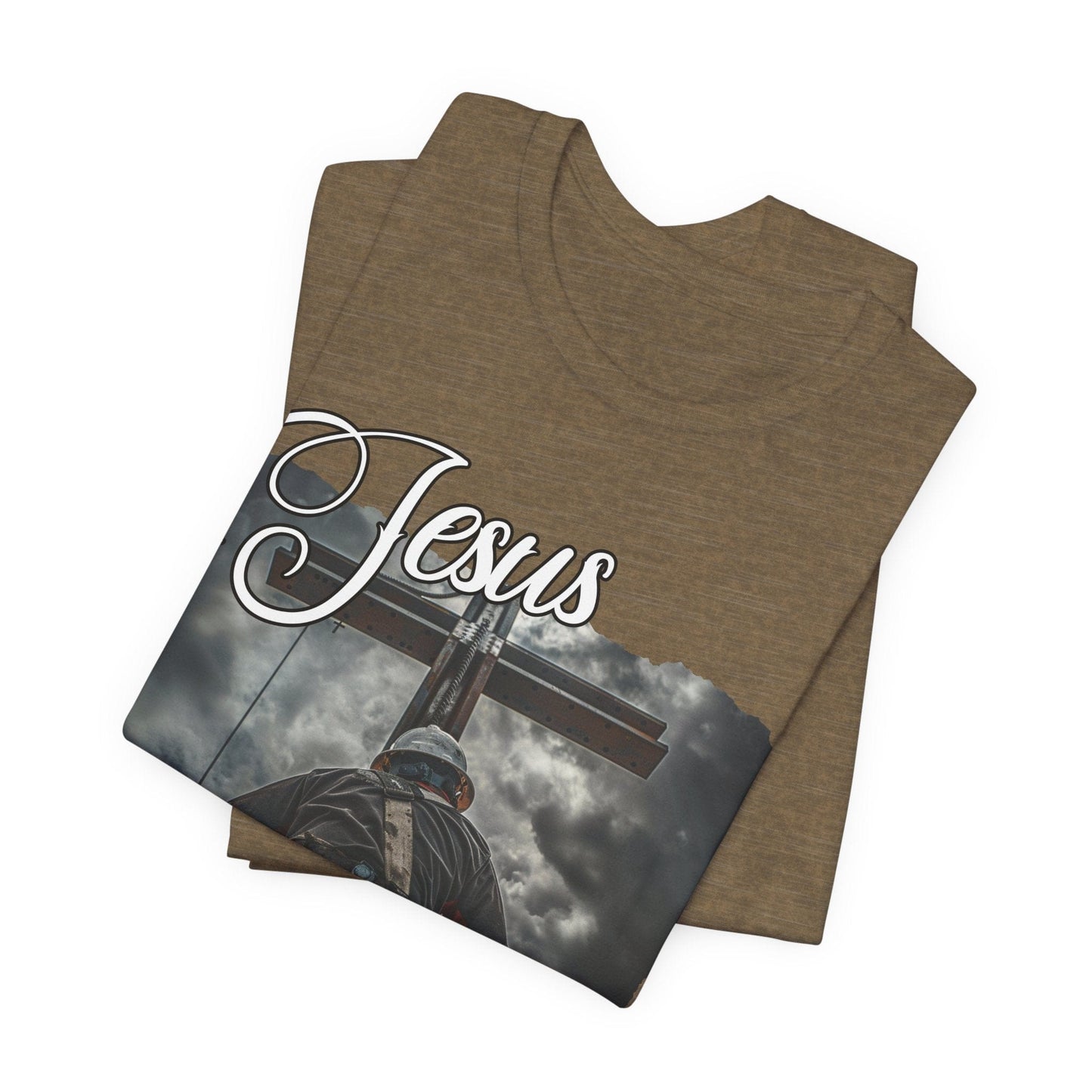 Printify T-Shirt From the Ground Up - God Guides Our Hands Ironworker Tee