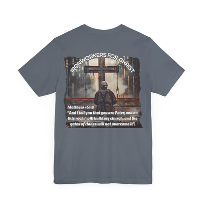 Printify T-Shirt Steel Blue / S Iron Workers for Christ Matthew 16:18