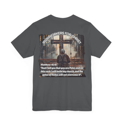 Printify T-Shirt Asphalt / S Iron Workers for Christ Matthew 16:18