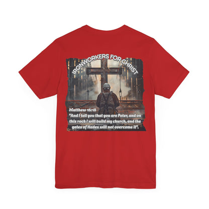 Printify T-Shirt Red / S Iron Workers for Christ Matthew 16:18