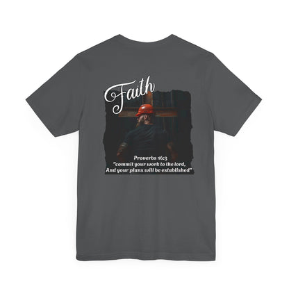 Printify T-Shirt Asphalt / S Proverbs 16: 3 Contractor Faith