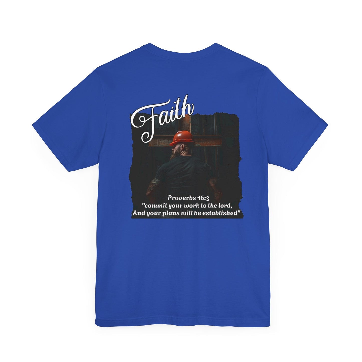 Printify T-Shirt True Royal / S Proverbs 16: 3 Contractor Faith